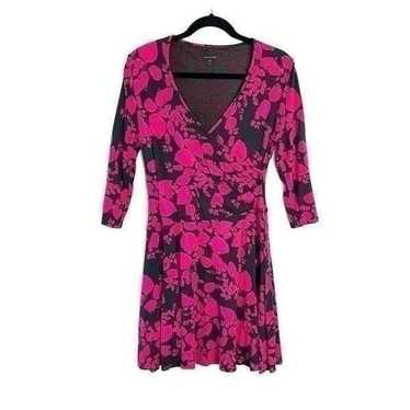 Garnet Hill Brianna Wrap Dress Pink Gray Floral F… - image 1