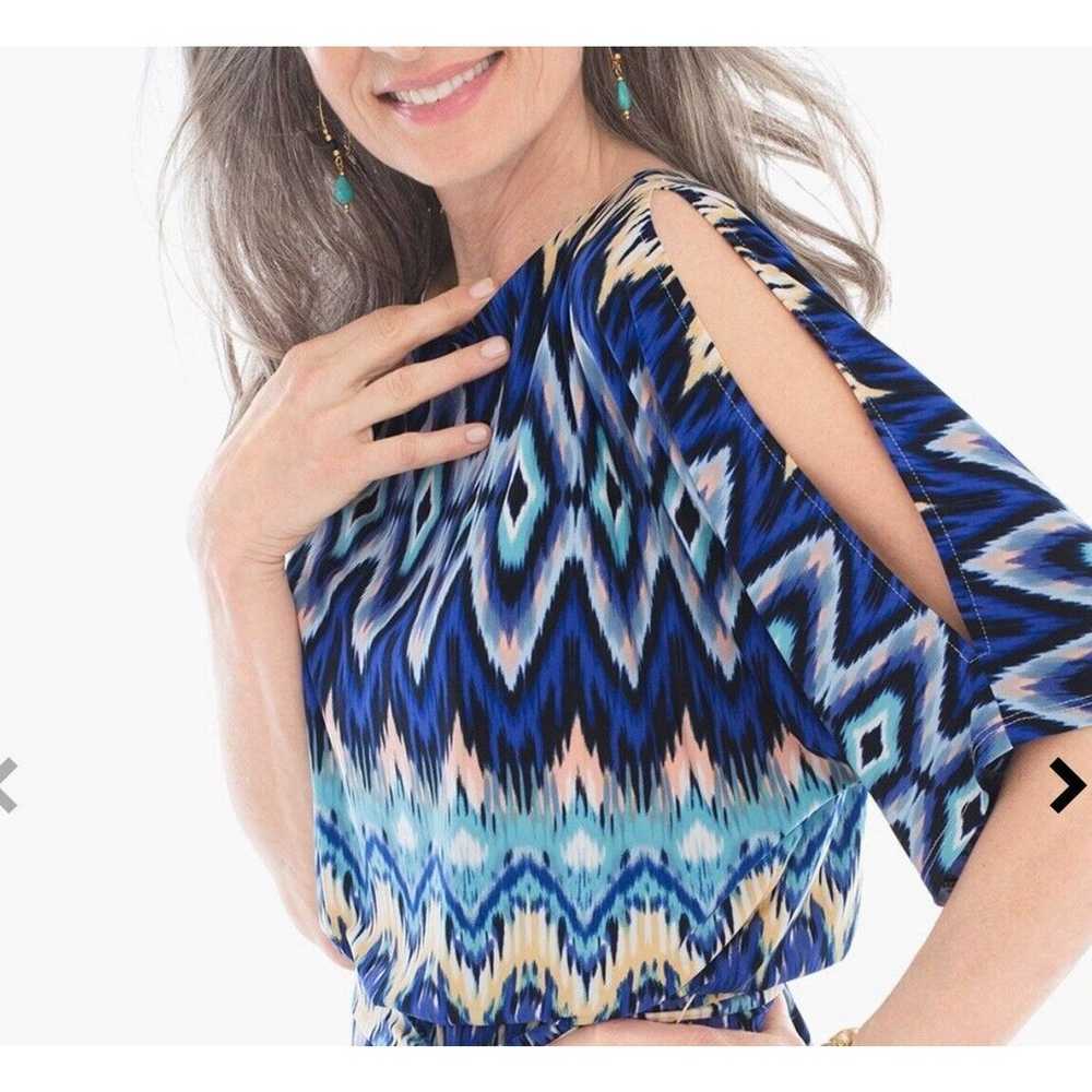 Chico's Geometric Ikat Tie Dye Cold Shoulder Cuto… - image 1