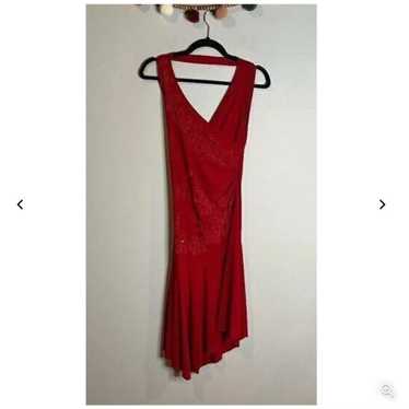 Y2K Vintage red embellished halter dress