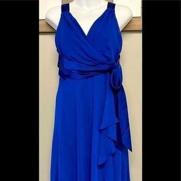 CHAPS Blue Ruffled Faux Wrap Dress-  Size 4