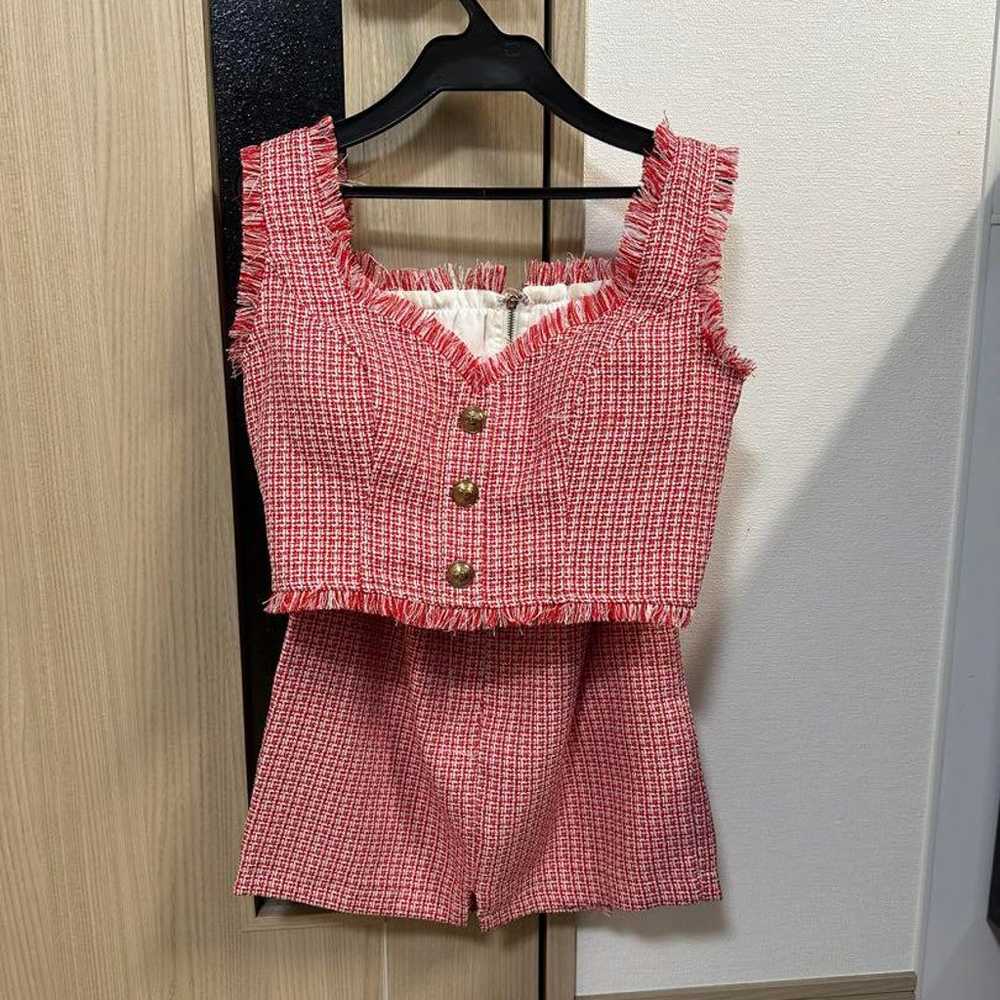 Pink Tweed-style Sleeveless 2-Piece Set M - image 3