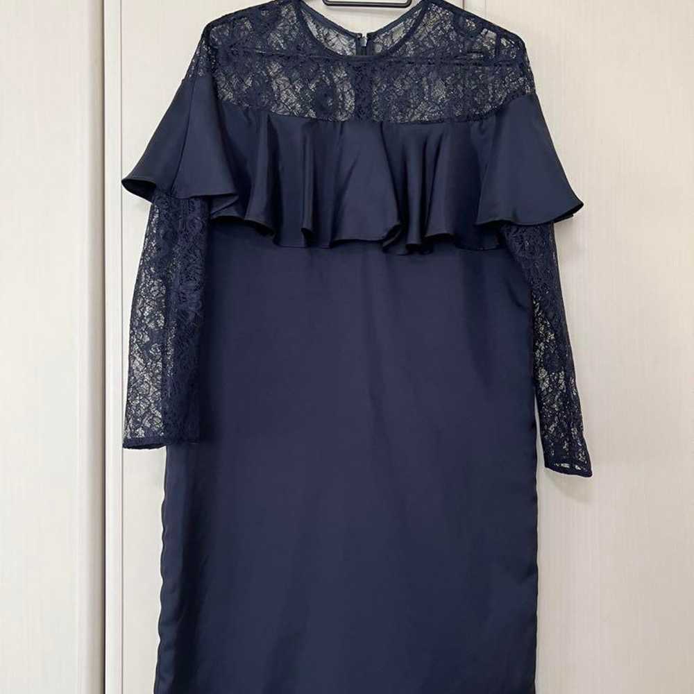 Navy lace long-sleeve frill dress size 0 - image 1