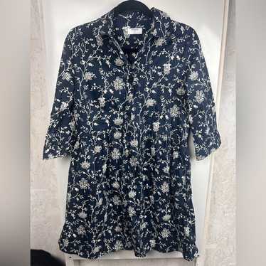 Untuckit Demi navy floral shirt dress