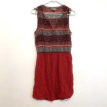 LUCKY BRAND Border Tie Dress Red Navy Multi Borde… - image 1