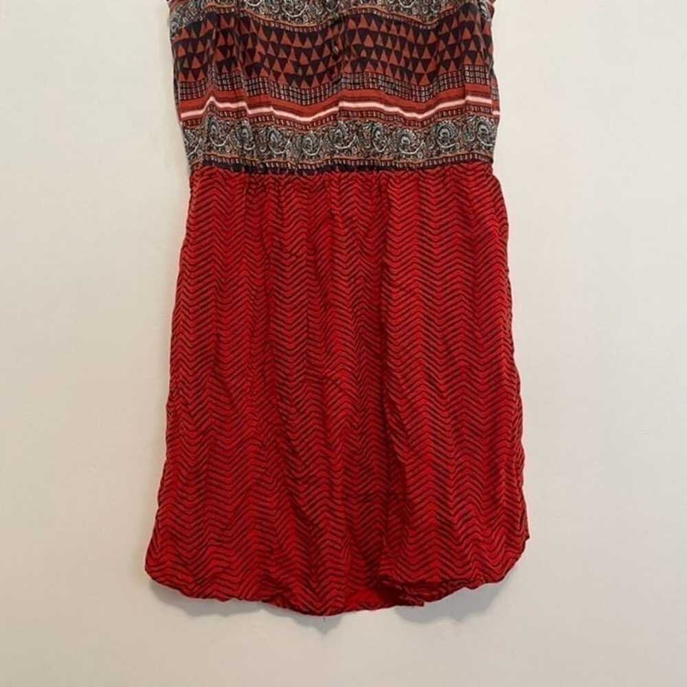 LUCKY BRAND Border Tie Dress Red Navy Multi Borde… - image 3