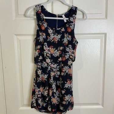 Xhilaration Navy Blue Floral Romper Size Small