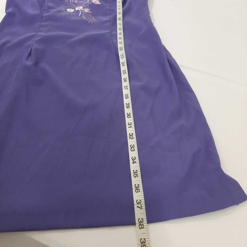 VTG 90s Y2K Sleeveless Purple Dress Sz 12 Floral … - image 10