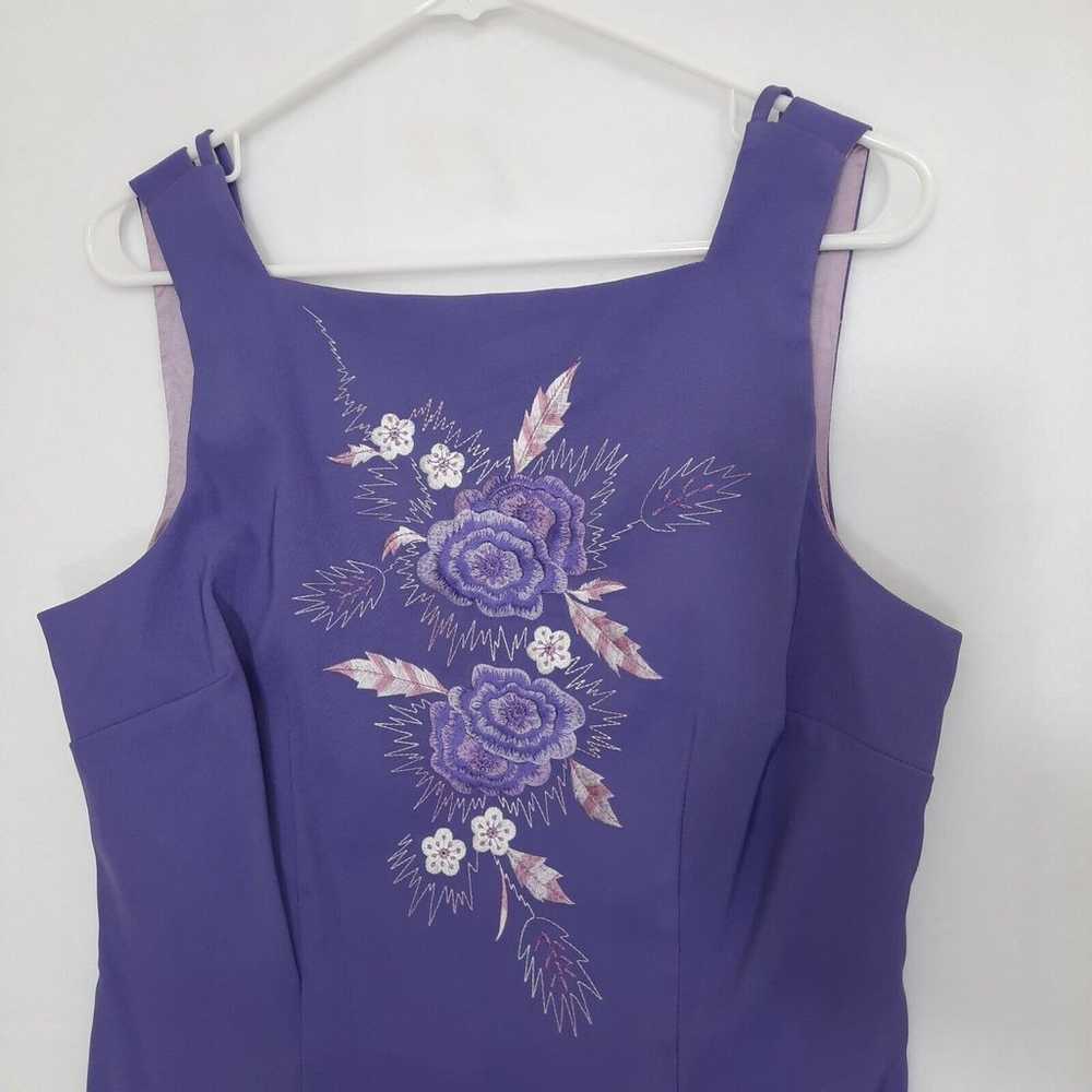 VTG 90s Y2K Sleeveless Purple Dress Sz 12 Floral … - image 2