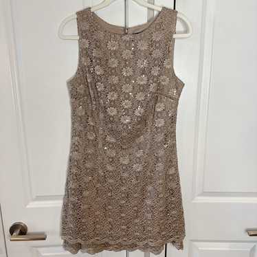 ALEX EVENINGS Lace Sequin Sleeveless Tiered Scallo