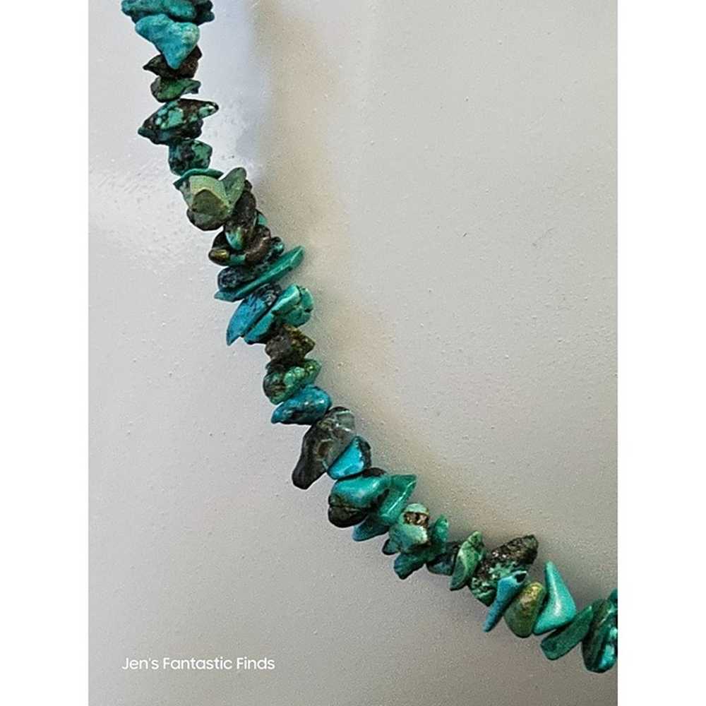 Natural Turquoise Chip Necklace With Gold-Tone Sc… - image 3