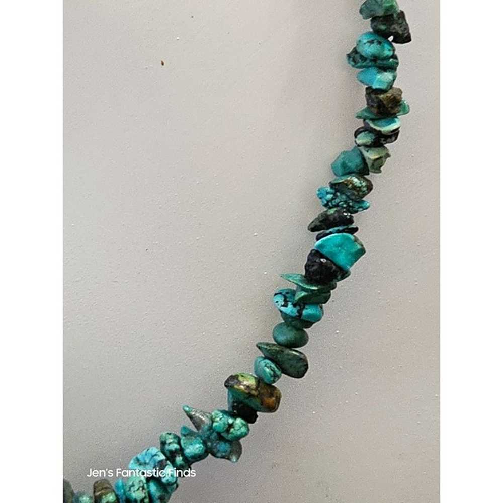 Natural Turquoise Chip Necklace With Gold-Tone Sc… - image 5