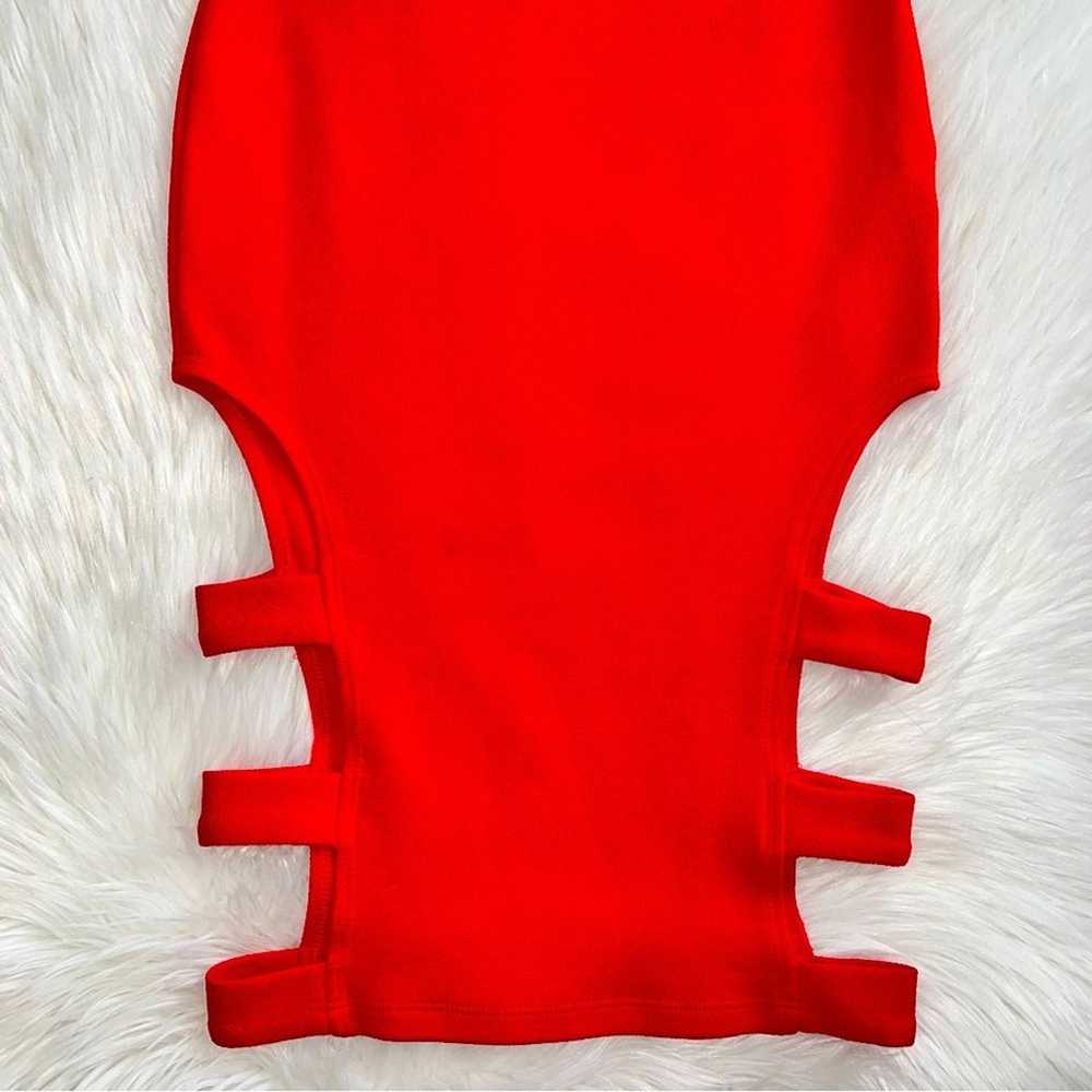 Sarah La Strapless Bodycon Cut Out Dress Red Small - image 3