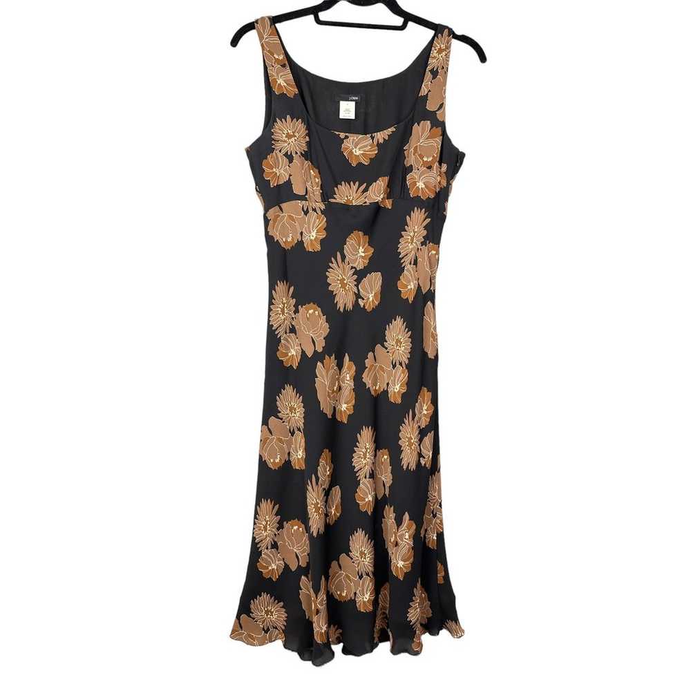 J Crew Women's Sz: 4 100% Silk Brown Floral Summe… - image 1