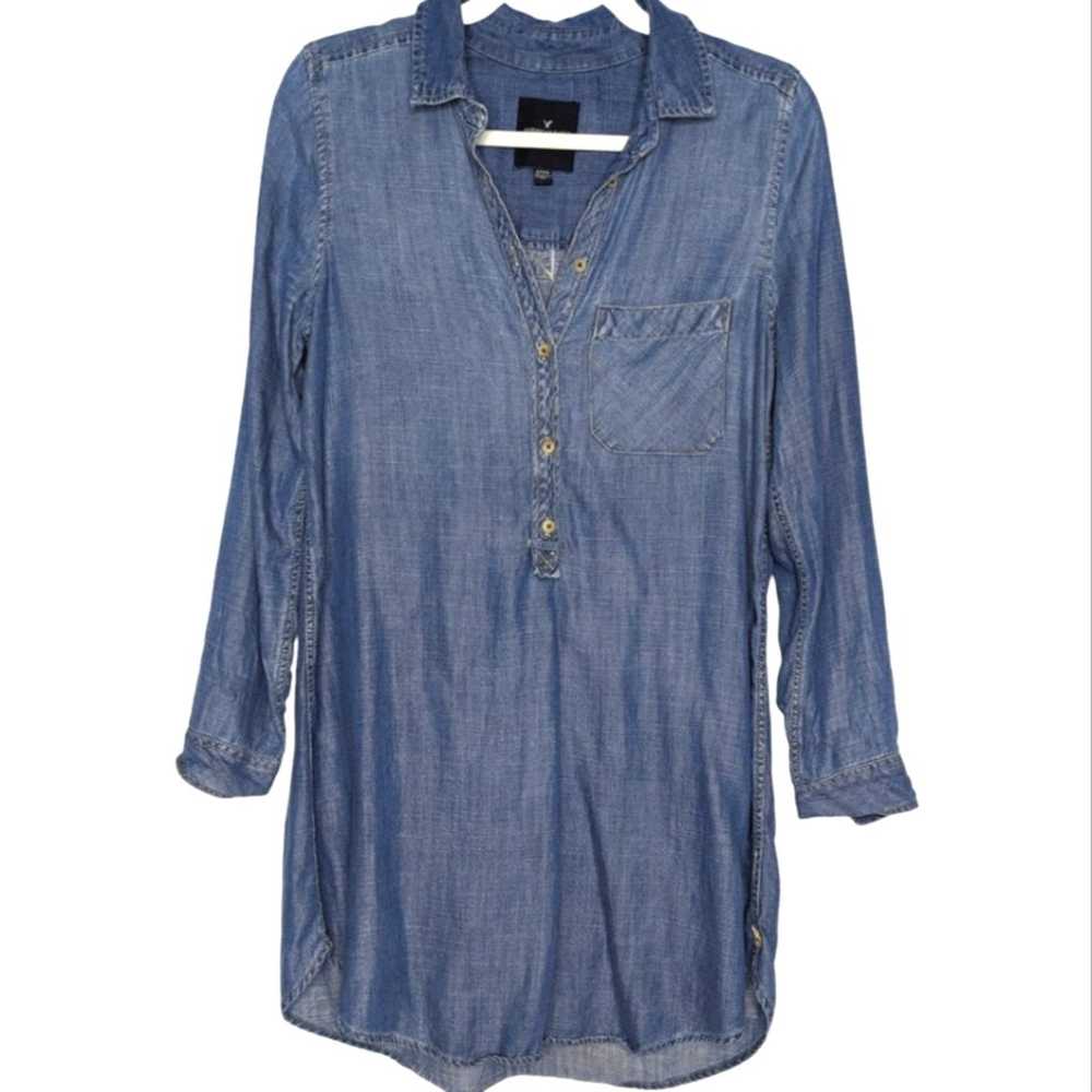 American Eagle Chambray Denim Button Front Tunic … - image 1