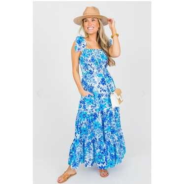 Fate SMOCKED BODICE FLORAL MAXI, BLUE