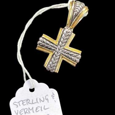 Vintage Sterling Silver and Vermeil
Cross Pendant - image 1