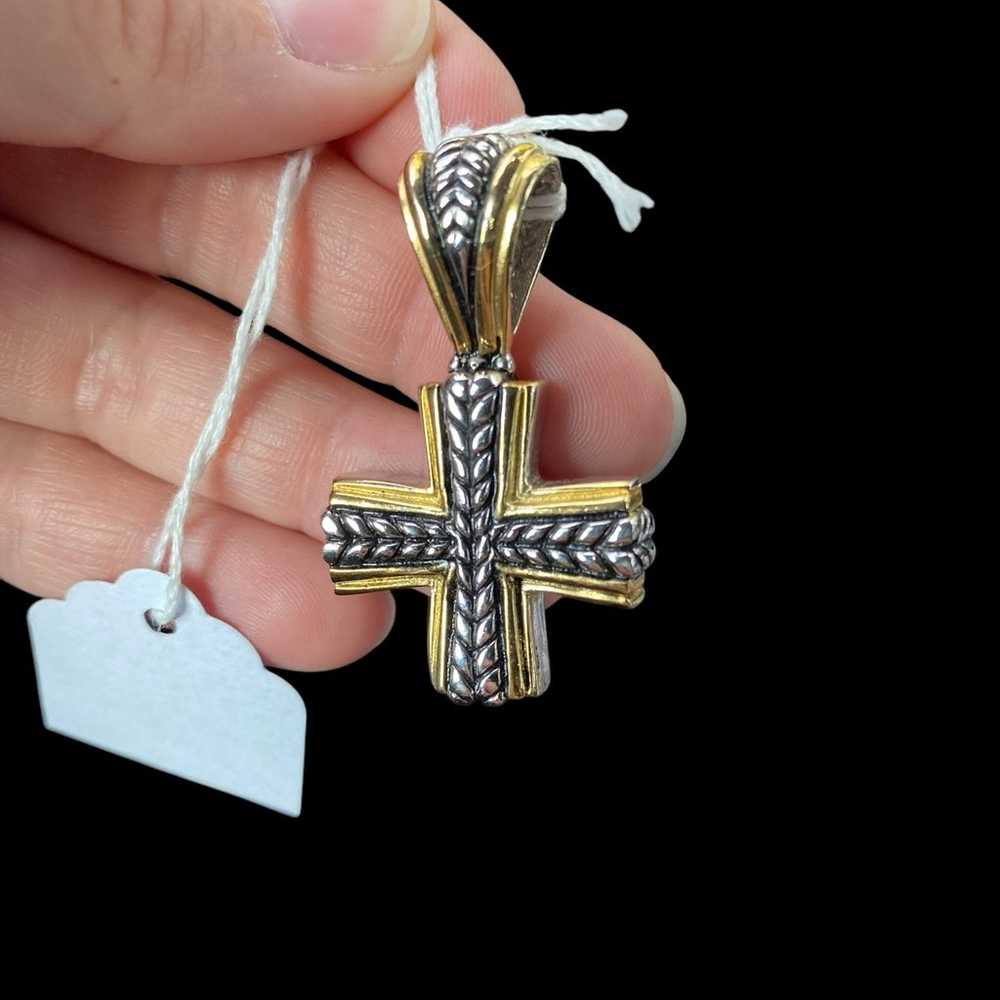 Vintage Sterling Silver and Vermeil
Cross Pendant - image 3