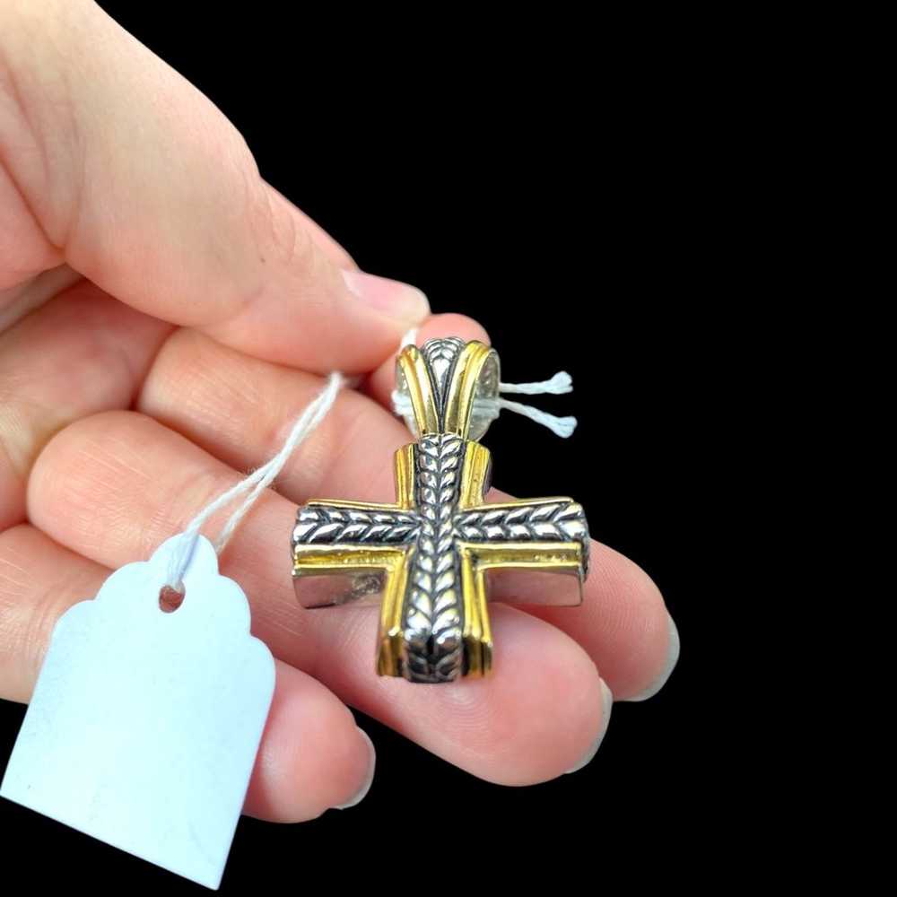 Vintage Sterling Silver and Vermeil
Cross Pendant - image 5