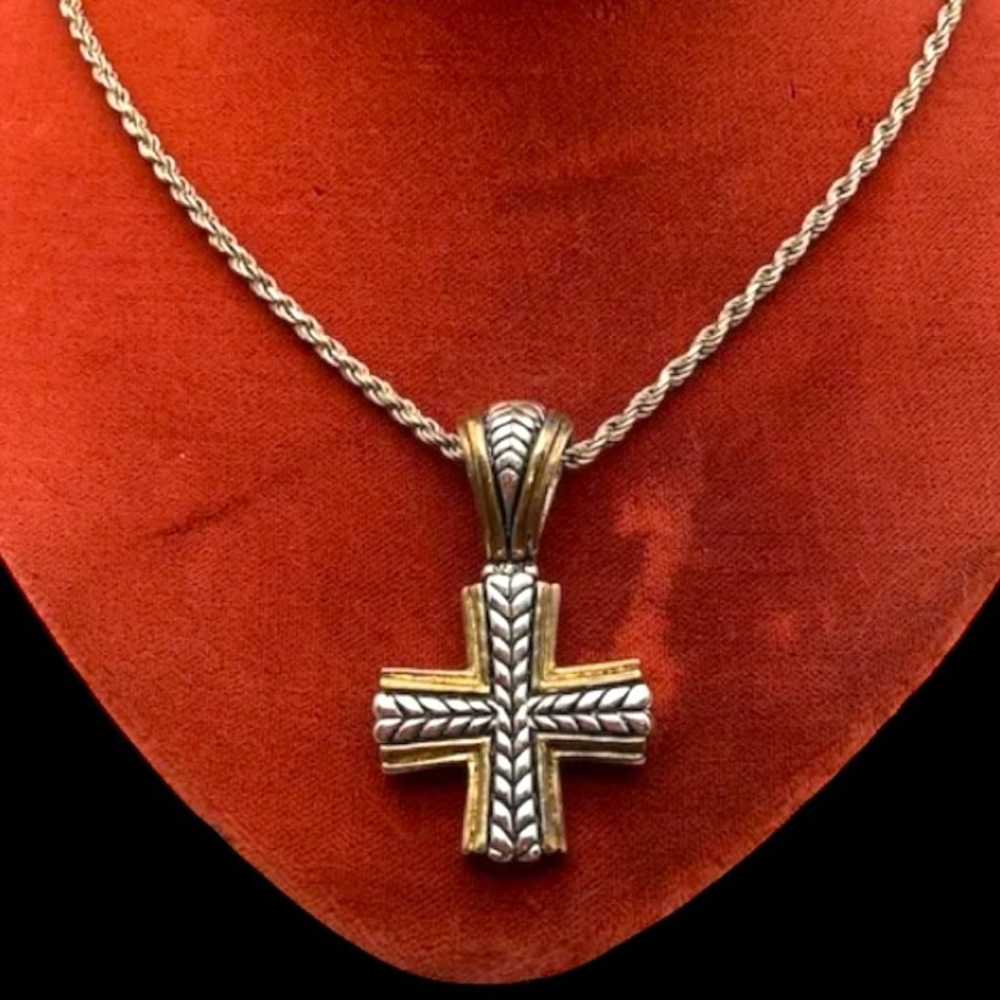 Vintage Sterling Silver and Vermeil
Cross Pendant - image 6