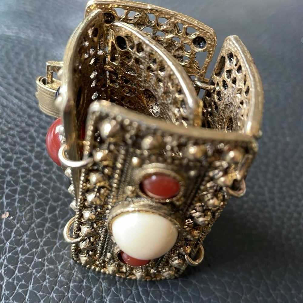 Cuff Bracelet, Vintage, Faux Stones - image 3