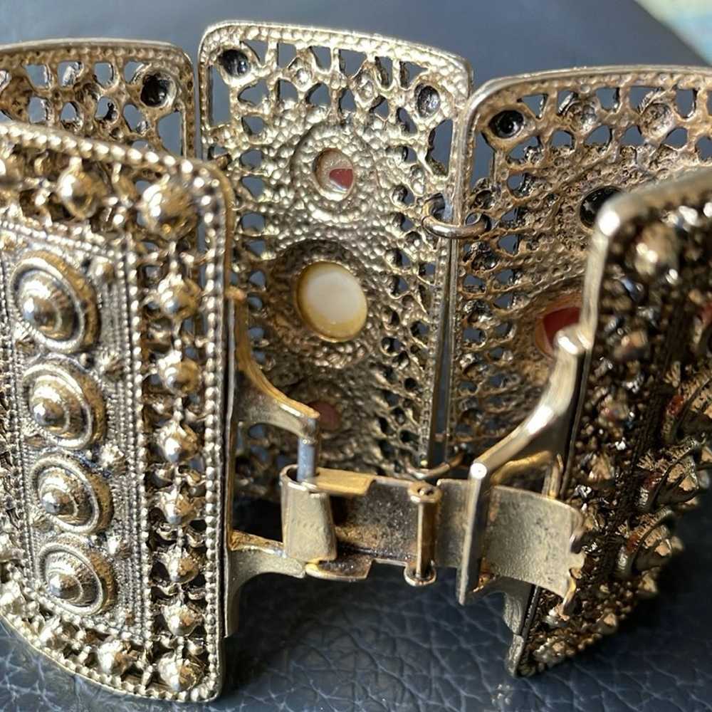 Cuff Bracelet, Vintage, Faux Stones - image 5