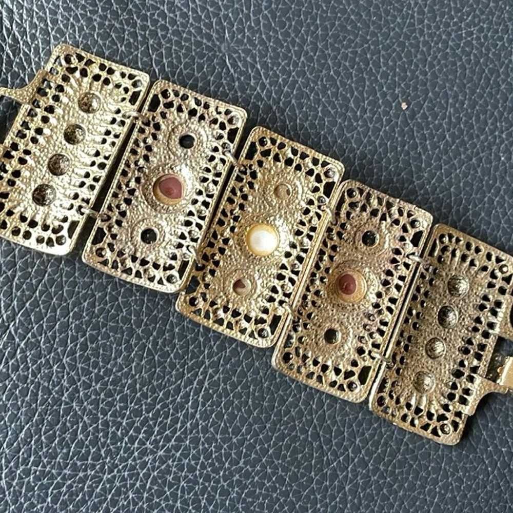 Cuff Bracelet, Vintage, Faux Stones - image 6