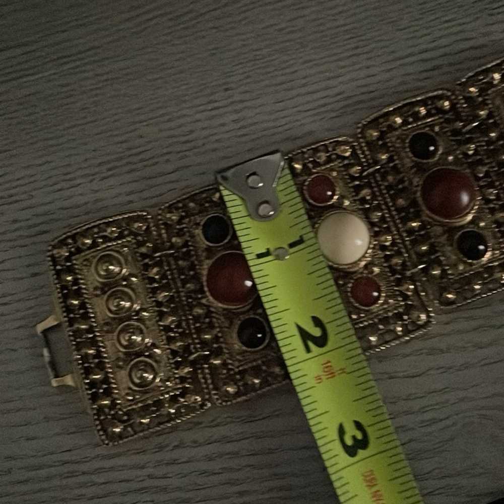 Cuff Bracelet, Vintage, Faux Stones - image 7