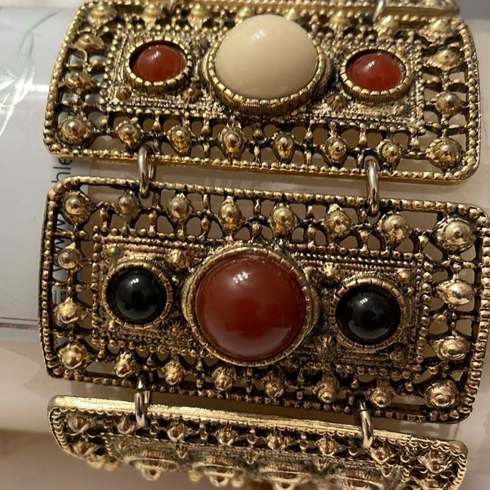 Cuff Bracelet, Vintage, Faux Stones - image 9