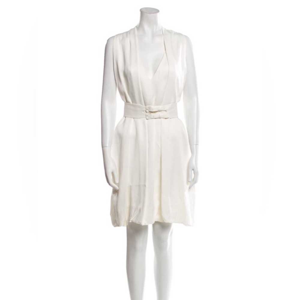 Proenza Schouler white V-neck belted viscose dress - image 1