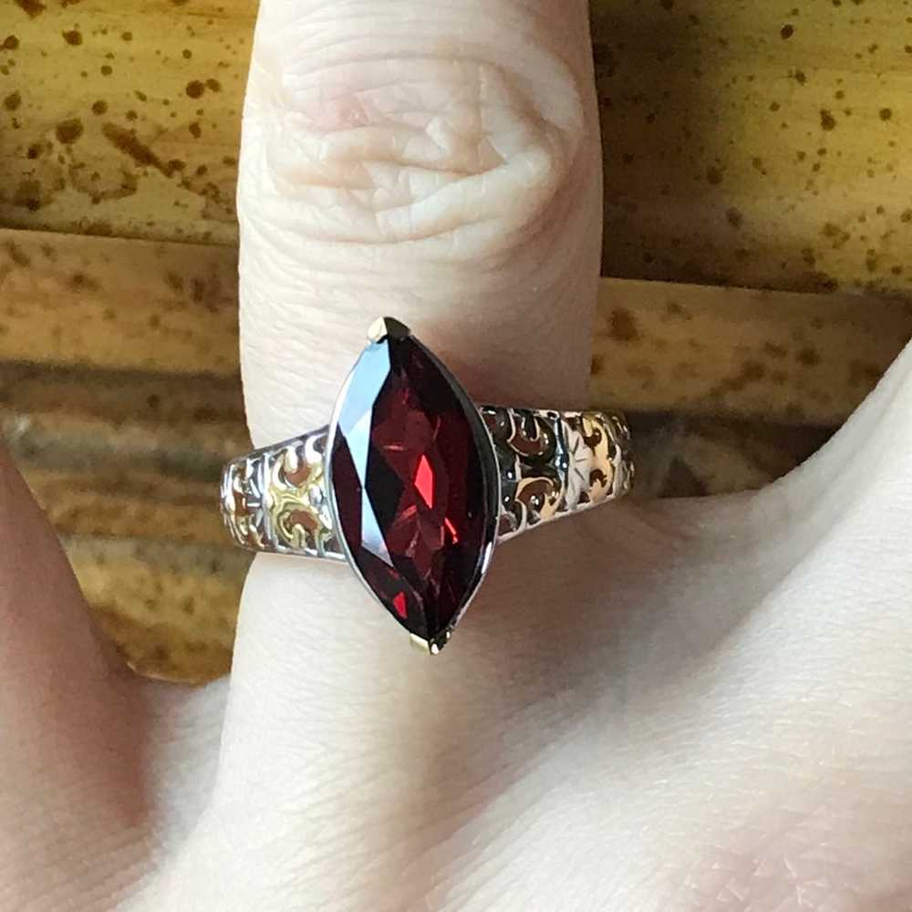 Natural Red Garnet Sterling Silver Gemstone Ring - image 1