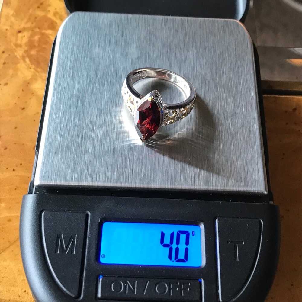 Natural Red Garnet Sterling Silver Gemstone Ring - image 9