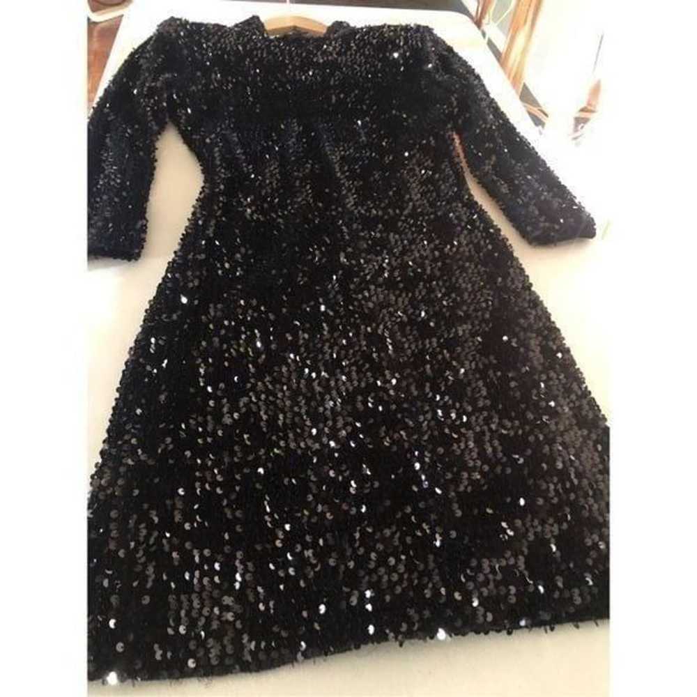 ZARA WOMAN SHOULDER PADS SEQUIN DRESS BLACK  Size… - image 12