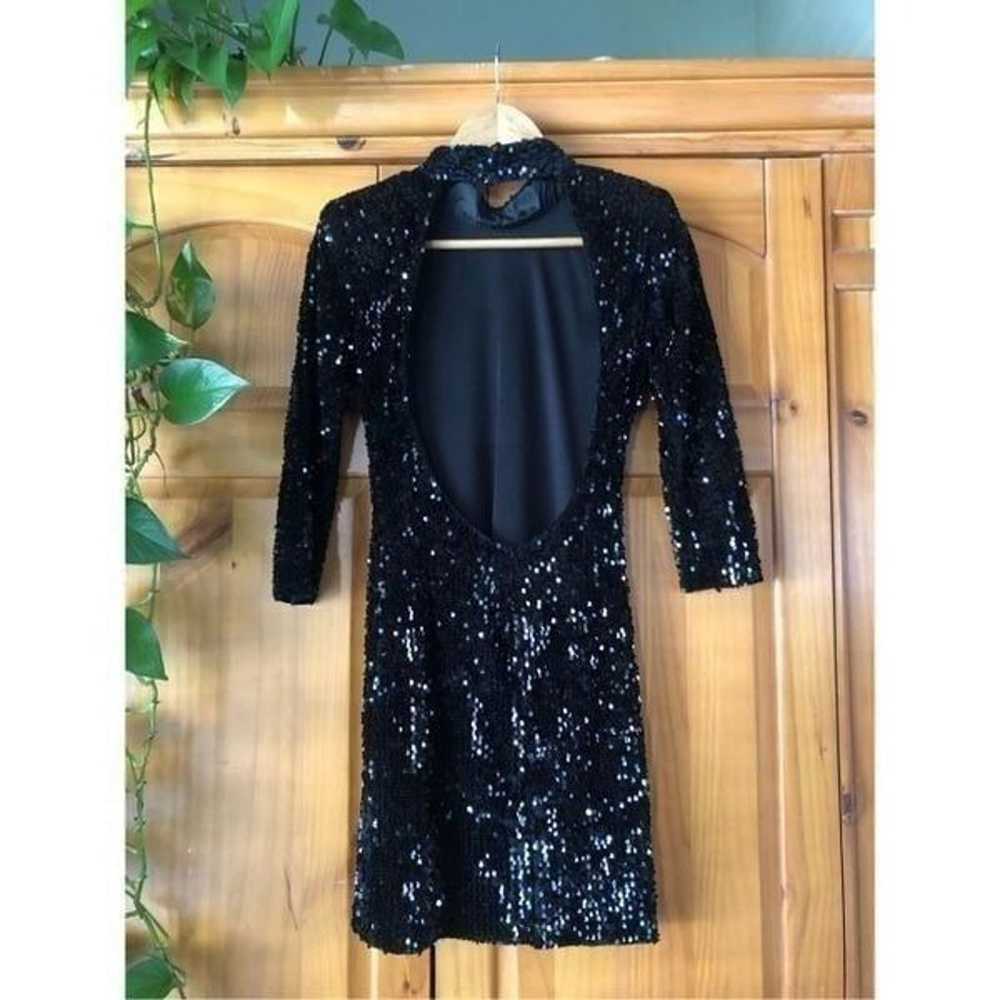 ZARA WOMAN SHOULDER PADS SEQUIN DRESS BLACK  Size… - image 2