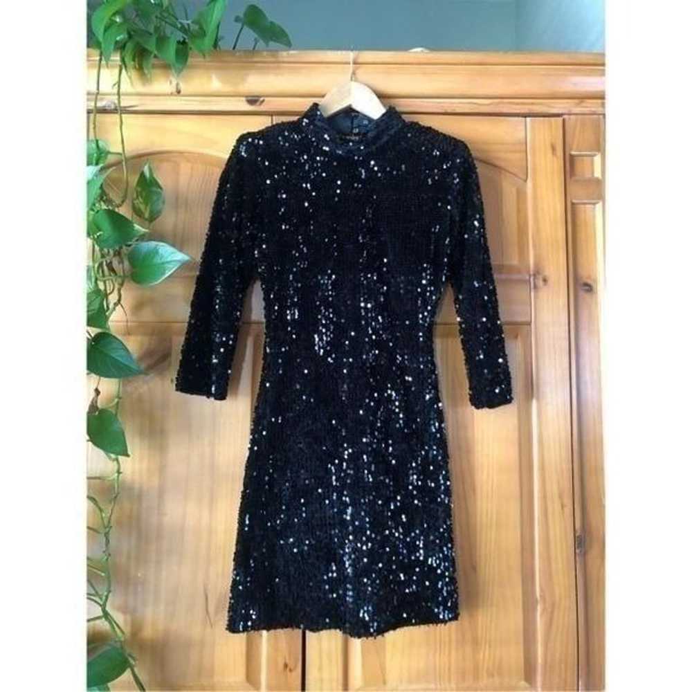 ZARA WOMAN SHOULDER PADS SEQUIN DRESS BLACK  Size… - image 3