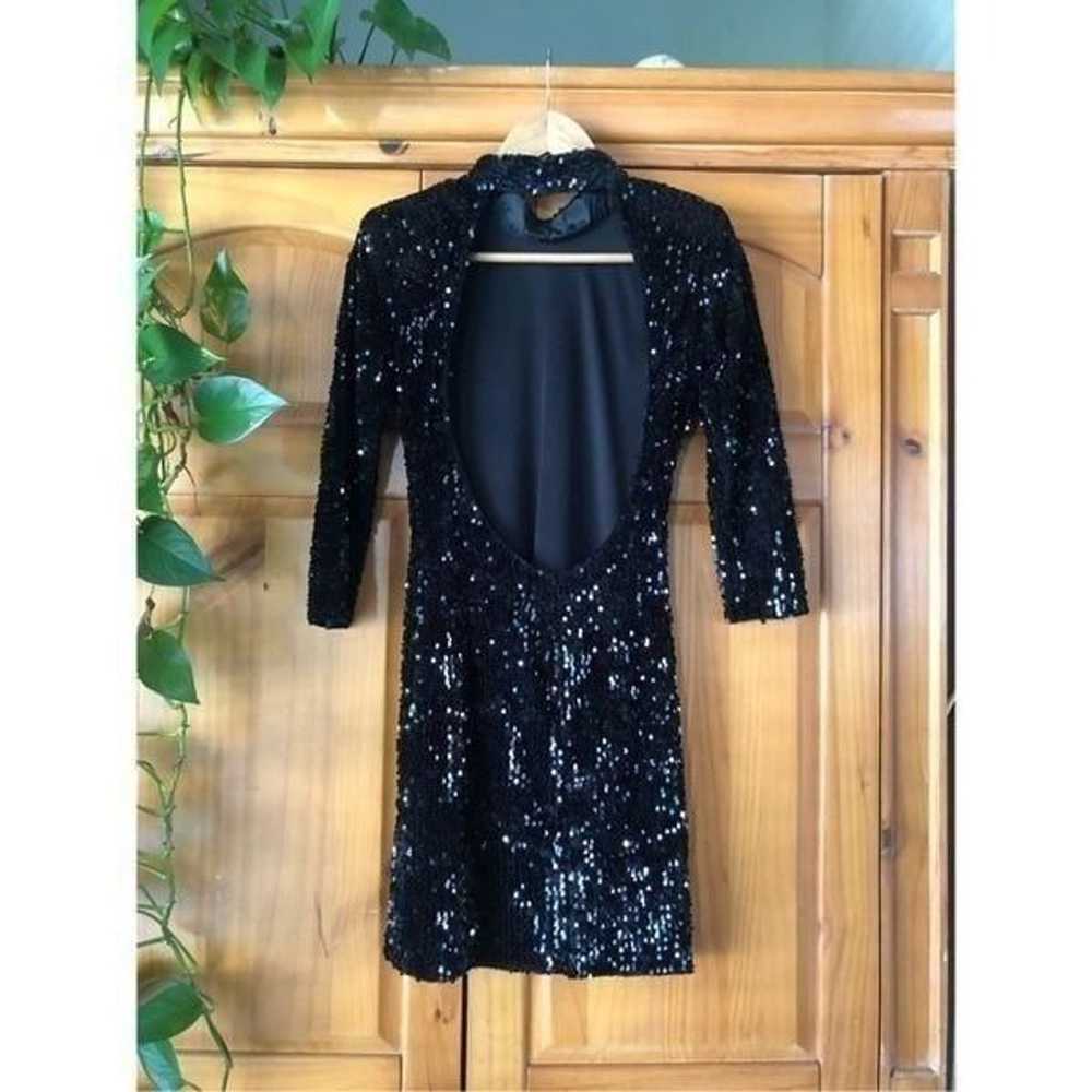 ZARA WOMAN SHOULDER PADS SEQUIN DRESS BLACK  Size… - image 6