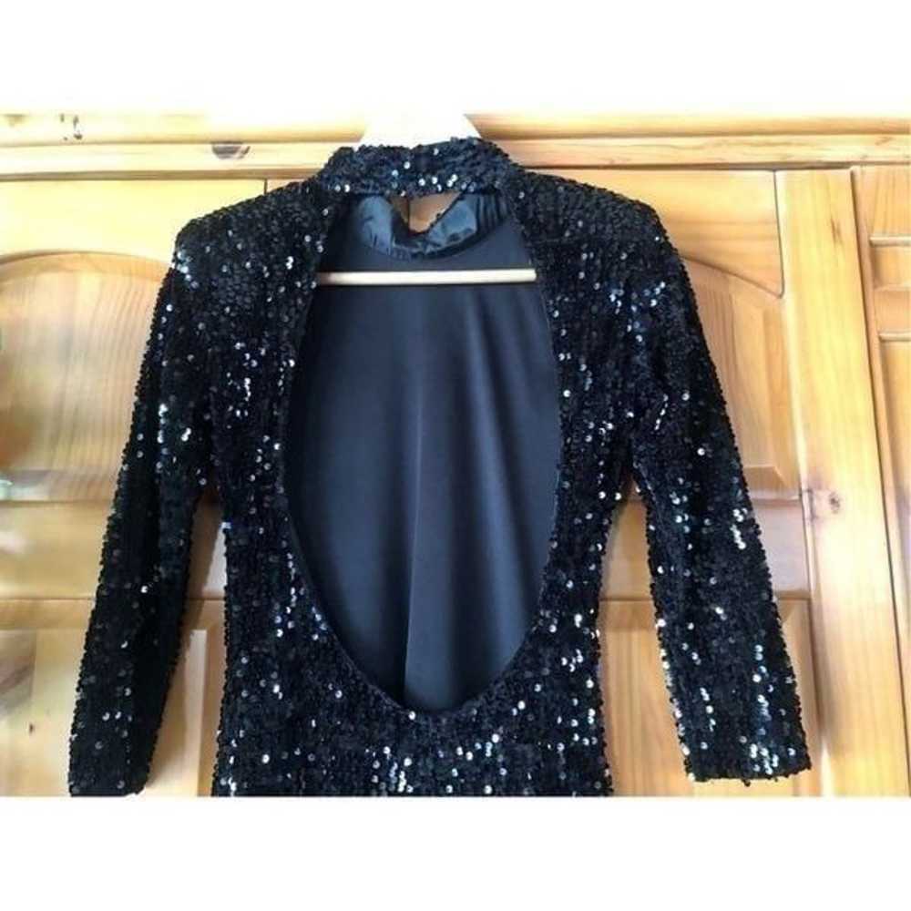 ZARA WOMAN SHOULDER PADS SEQUIN DRESS BLACK  Size… - image 7