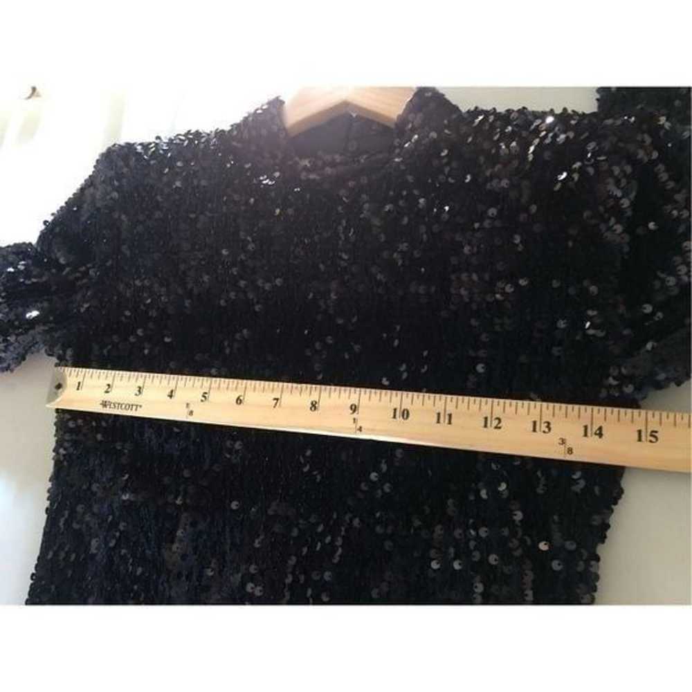 ZARA WOMAN SHOULDER PADS SEQUIN DRESS BLACK  Size… - image 9