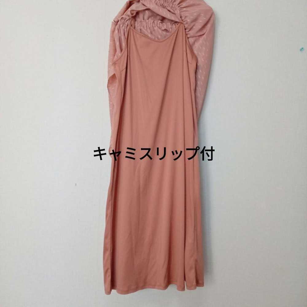 Nano Universe Long Dress Salmon Pink Waist Ribbon… - image 10