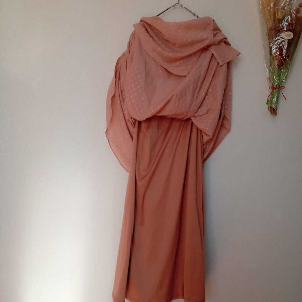 Nano Universe Long Dress Salmon Pink Waist Ribbon… - image 8