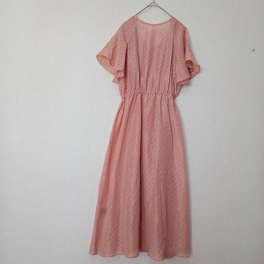 Nano Universe Long Dress Salmon Pink Waist Ribbon… - image 9