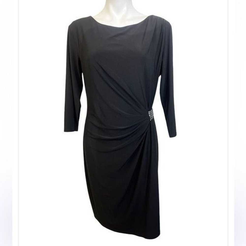 Tahari ASL dress size 10 black side ruched embell… - image 2