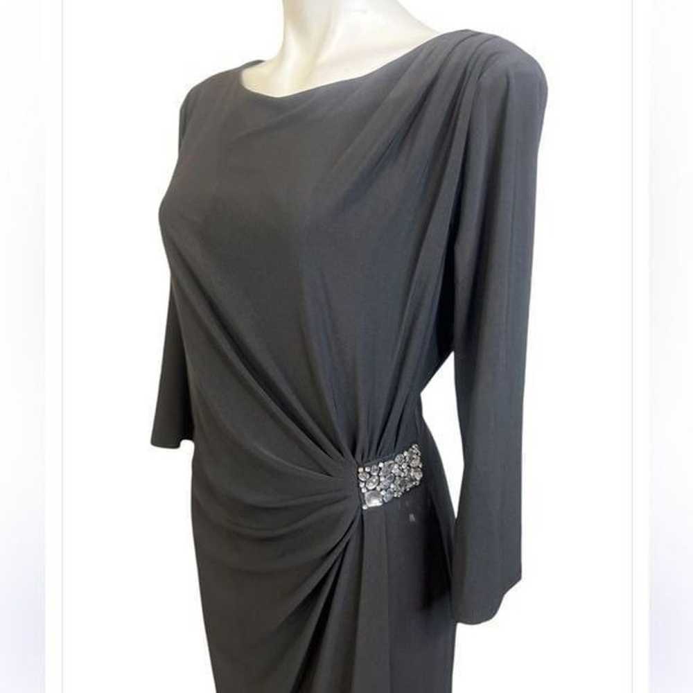 Tahari ASL dress size 10 black side ruched embell… - image 3