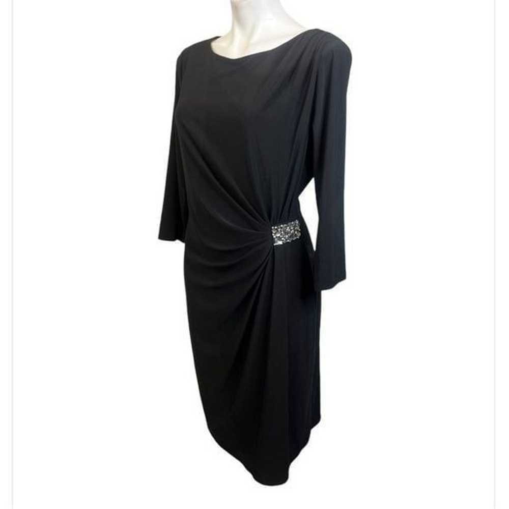 Tahari ASL dress size 10 black side ruched embell… - image 4