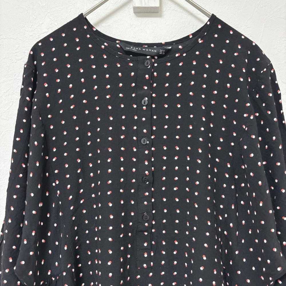 ZARA Polka Dot Dress (M) Midi Length Front Button… - image 4