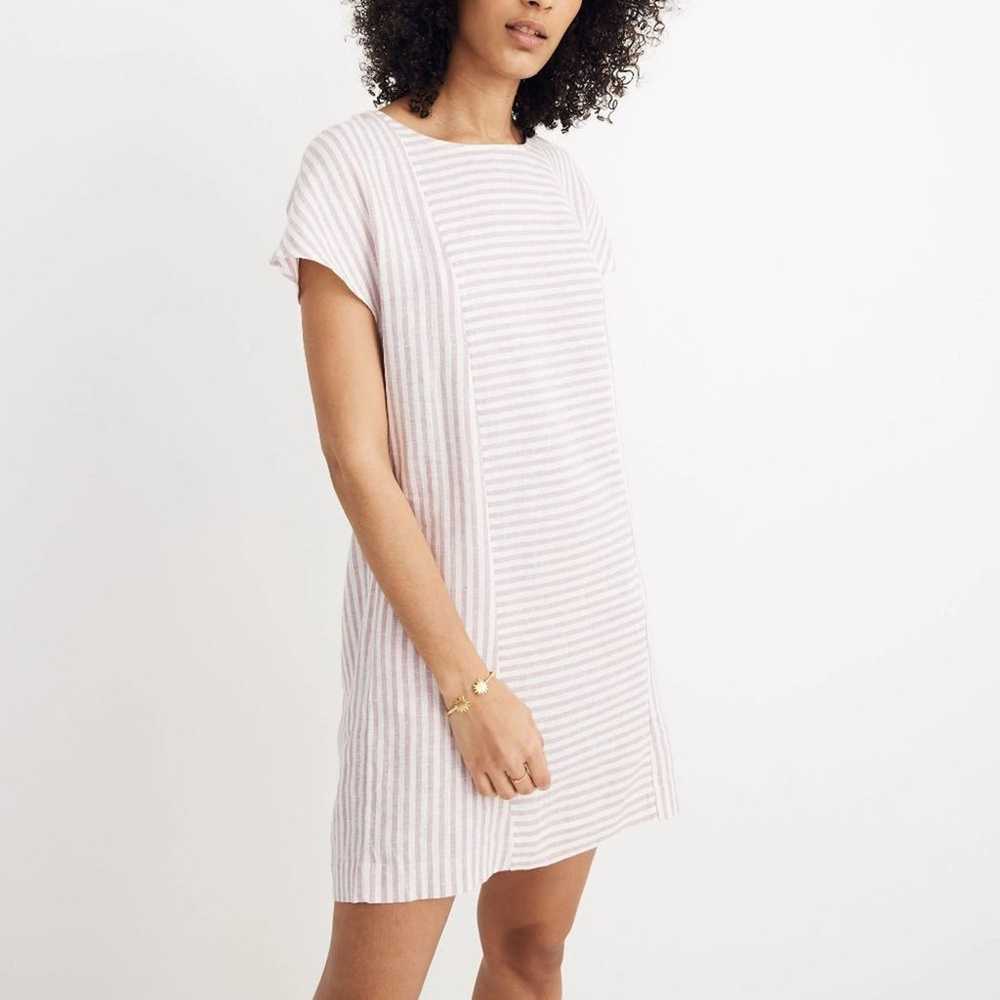 Madewell Stripe-Play Button-Back Dress Linen - image 2