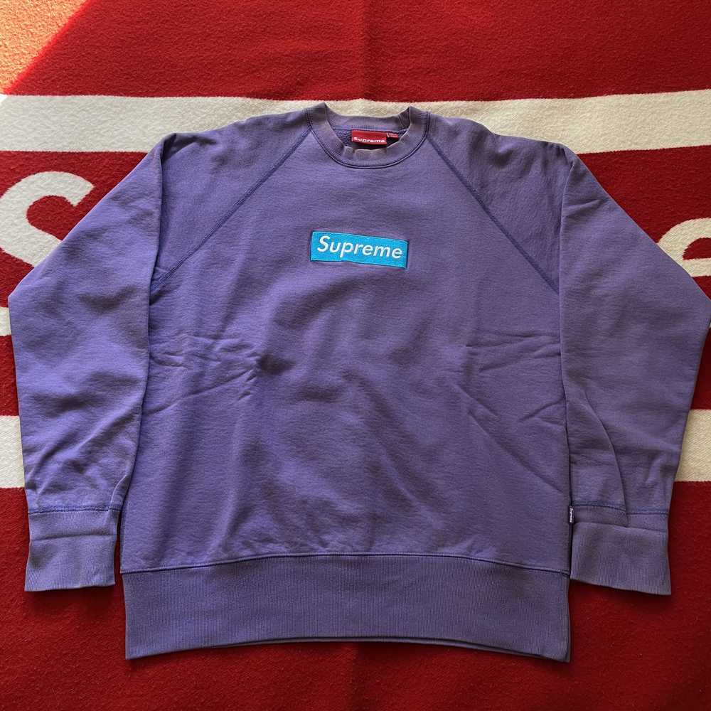 Supreme Teal Box Logo Crewneck 2005 Teal / Purple… - image 1