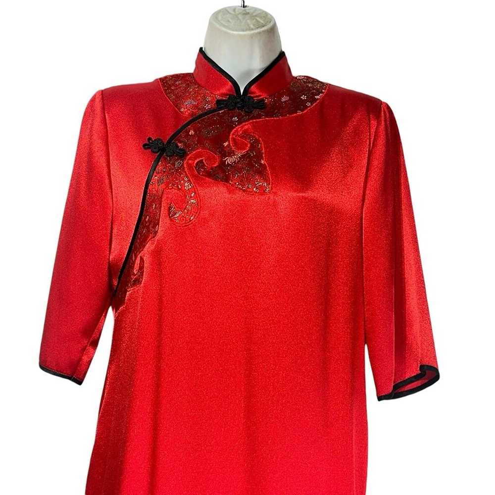 Vintage Kauq Yanq Red Satin Cheongsam Chinese Asi… - image 3