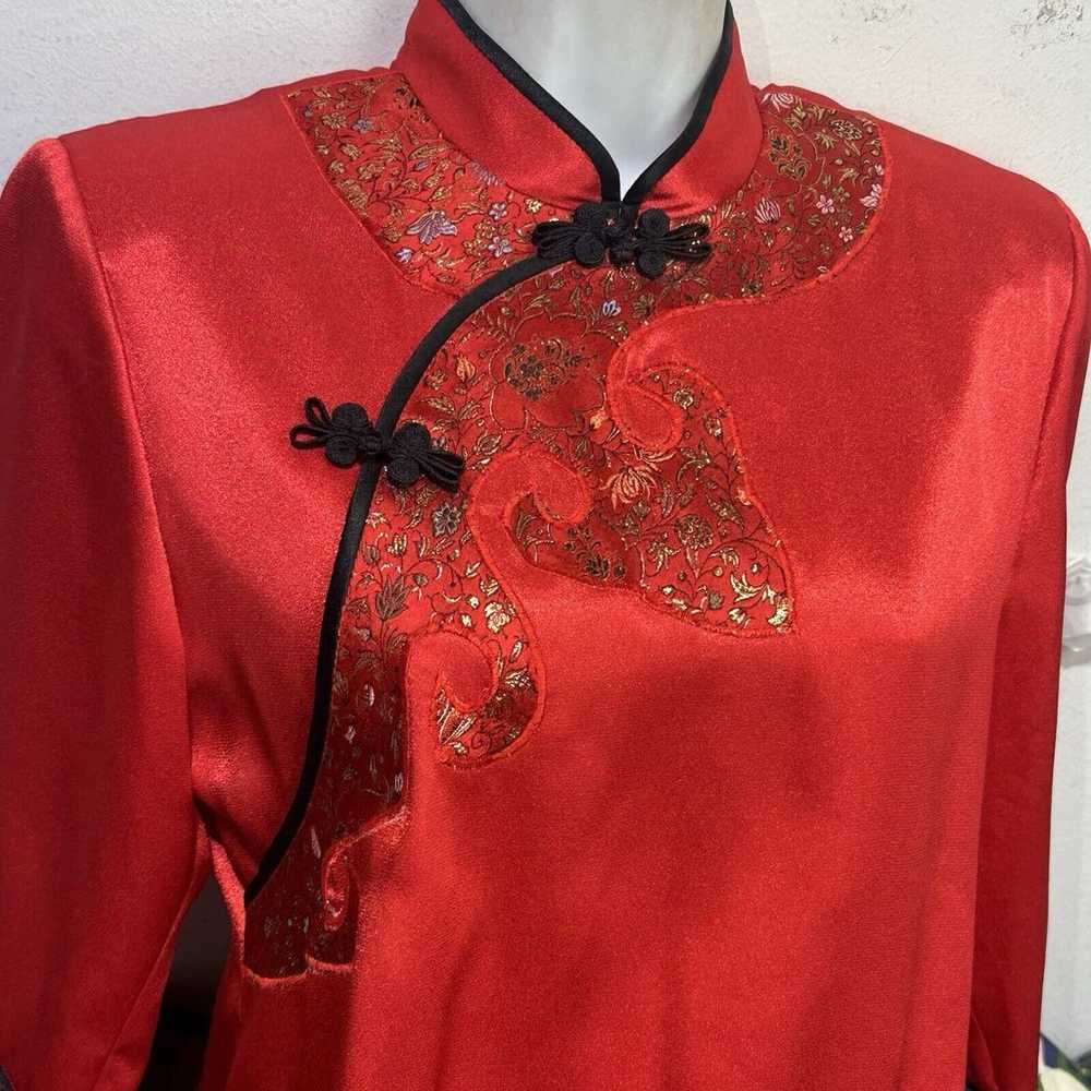 Vintage Kauq Yanq Red Satin Cheongsam Chinese Asi… - image 7