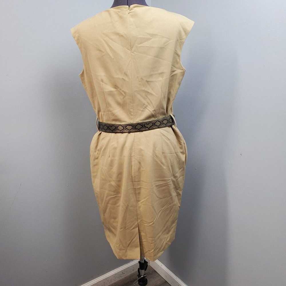 Calvin Klein Sheath Dress Womens Sz 14 Tan Belted… - image 2