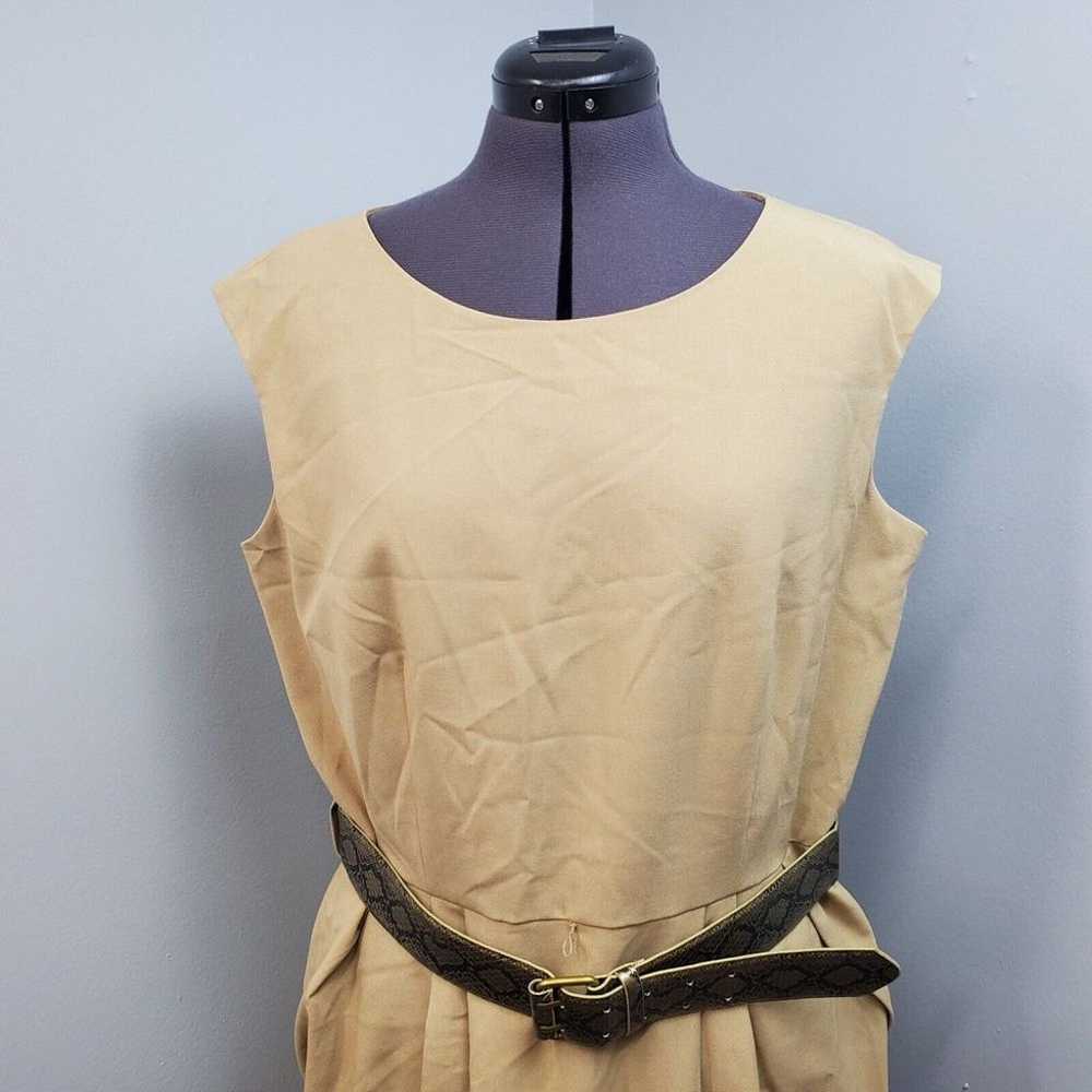 Calvin Klein Sheath Dress Womens Sz 14 Tan Belted… - image 3